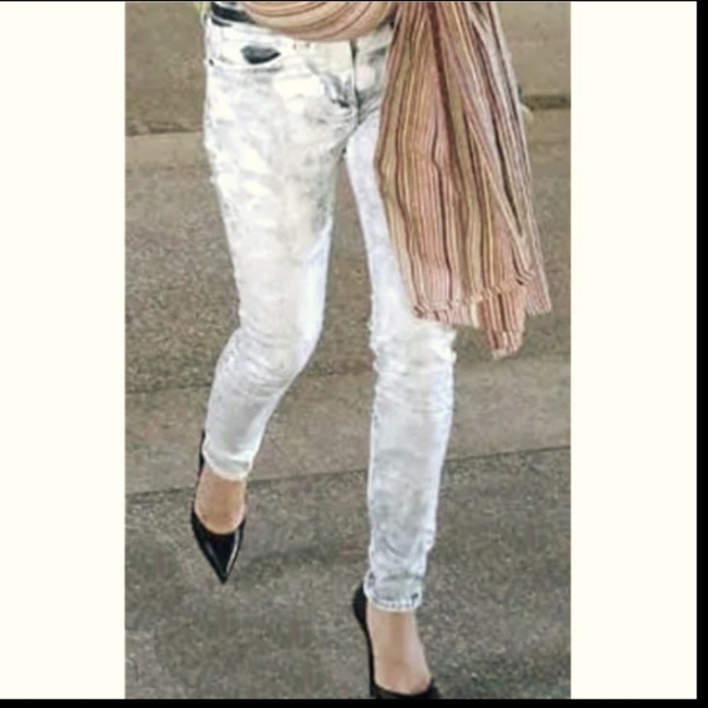 Acid Washed Jeans High Rise Waist Skinny Jeggings Side Zip Tatum Highrise LEI 7